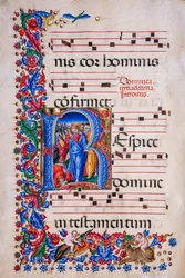Piccolomini-Bibliothek: Chorbuch, cod. 24.9, ff. 67v mit der „Heilung des Aussätzigen“