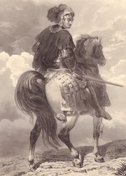 Der italienische Heerführer und Politiker Gian Giacomo Trivulzio (1440-1518), Stich, 22x16 cm, aus Galerie Historique de Versailles, Histoire de France, Verlag Charles Gavard, Paris, um 1840