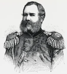 Porträt von Nikolai Obruchev (1830-1904), russischer General, Gravur