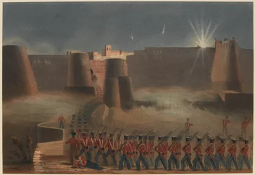 Der Sturm auf Ghuznee. Die Sturmkolonne betritt die Festung, 23. Juli 1839