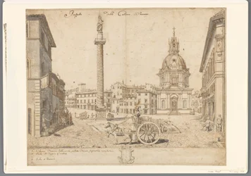 Ansicht von Rom mit der Trajanssäule und der S. Maria di Loreto