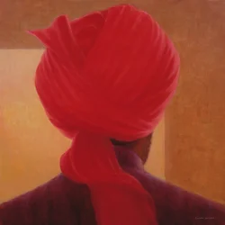 Roter Turban auf Amber, Deoghar
