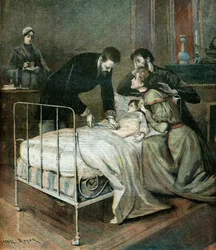 Doktor Emile Roux impft ein Kind