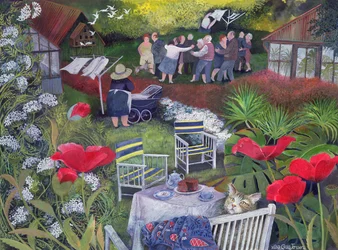 Nachbarschaftswachparty, 1995 (Acryl-Tinte, Gouache)