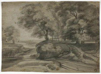 Flusslandschaft mit bewaldeten Ufern
