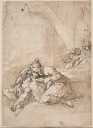 Armida verzaubert Rinaldo im Zaubergarten (Szene aus Torquato Tassos Gerusalemme Liberata)