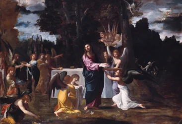 Christus in der Wüste, von Engeln bedient, um 1608