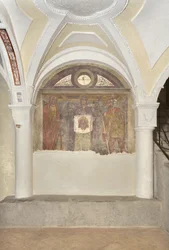 Veronika zwischen dem Heiligen Christophorus und dem Heiligen Ritter