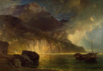 Der Frohnalpstock am Ufer des Vierwaldstättersees bei Gewitter
