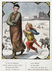 Illustration von Lorenz Frølich (1820-1908) für das Volkslied „Der gute König Dagobert“. Ausgabe J. Hetzel. Um 1880.