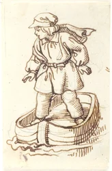 Stehender Junge in einem Boot