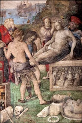 Leben der hl. Cäcilia: Beerdigung von St. Valerian und St. Tiburtius, Detail (Fresko)