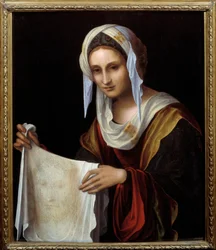 Heilige Veronika. Das Heilige Schweißtuch zeigt das Gesicht Christi