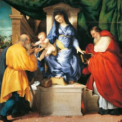 Thronende Madonna mit Kind und Heiligen Giuseppe und Hieronymus