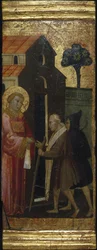 Der heilige Laurentius verteilt Almosen an die Armen. Szenen aus dem Leben des heiligen Laurentius, Predella, um 1412