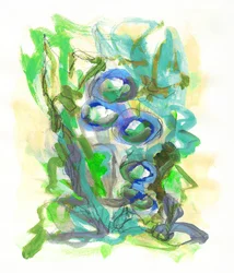 Grün Blaue Blüten