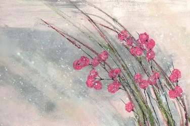 Verschneite rosa Beeren