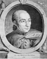 Porträt von Nicolas Edme Restif de La Bretonne (1734-1806) (auch Retif de La Bretone) - von Binet, Gravur