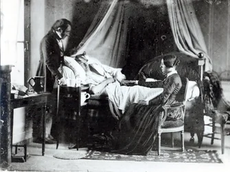 Der Besuch des Arztes beim Patienten, ca. 1840-50