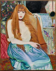 Frau bei ihrer Toilette