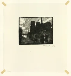 Notre-Dame, Abend, Tafel acht aus Le Long de la Seine et des Boulevards