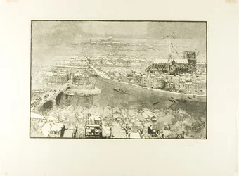 Paris im Schnee, gesehen vom Turm von Saint-Gervais