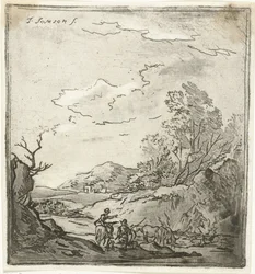 Landschaft mit Reiter und Hirte