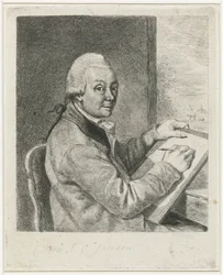 Porträt des Künstlers Johannes Janson, zeichnend