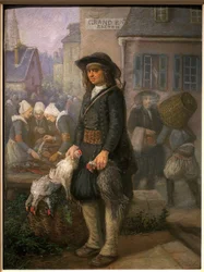 Spaziergang in der Bretagne. Gemälde von Louis Caradec (1802-1888). Öl auf Leinwand, um 1850. Bretonisches Museum in Quimper.