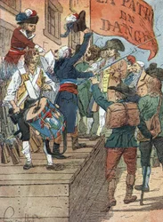 Französische Revolutionskriege: Freiwillige Einberufungen nach den Niederlagen Frankreichs im Krieg zwischen revolutionärem Frankreich und konterrevolutionären Monarchien, die französische Versammlung proklamiert die Gefahr für das Vaterland, 22. Juli 1792