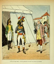 Illustration von Louis Bombled (1862-1927) aus dem Buch „Das Memorial von Saint Helena“ von Graf Emmanuel de Las Cases (1766-1842): Der Vertreter von Venedig versucht, mit Bonaparte zu verhandeln, Privatbesitz