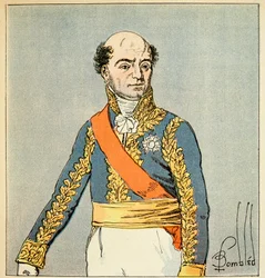 Illustration von Louis Bombled (1862-1927) aus dem Buch „Das Memorial von Saint Helena“ von Graf Emmanuel de Las Cases (1766-1842): Porträt von Marschall Catherine Dominique de Perignon (1754-1818) Private Sammlung