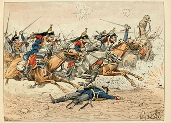 Illustration aus dem Buch „Die Helden des Jahrhunderts“, anekdotische Erzählungen von Dick de Lonlay und illustriert von Louis Bombled