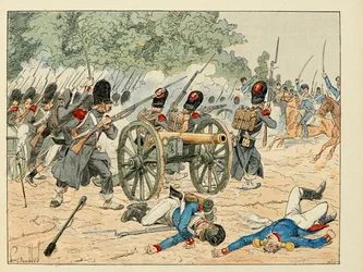 Illustration aus dem Buch „Die Helden des Jahrhunderts“, anekdotische Erzählungen von Dick de Lonlay und illustriert von Louis Bombled