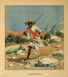 Der Krieg in Madagaskar - Anekdotische Geschichte der französischen Expeditionen von 1885-1895 von Henri Galli, illustriert von Louis Bombled: Ein Kurier von Königin Ranavalona 1895