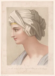 Büste einer Frau mit einem Tuch um den Kopf