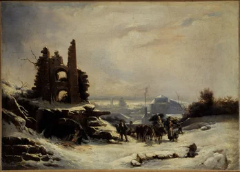 Le retour du marché (effet de neige sur Paris), vers 1830