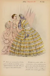 Französische Mode: 1854, Napoleon III. (Farblithografie)