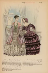 Französische Mode: 1857, Napoleon III. (Farblithografie)