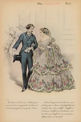 Französische Mode: 1859, Napoleon III. (Farblithografie)