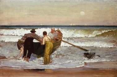 Abstoßen des Bootes, Sea Bright, New Jersey