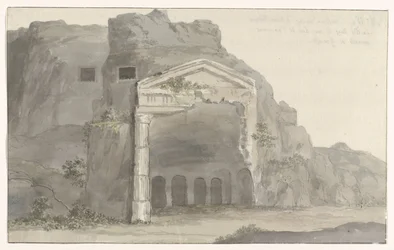 Gräber mit dorischem Giebel in Felsen gehauen in der Umgebung von Syrakus
Reise nach Italien, Sizilien und Malta - 1778 (Serientitel)