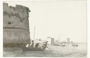 Muschelfischer am Mare Piccolo bei den Festungswerken von Tarent