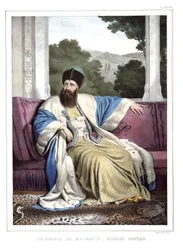 Der Prinz von Moldawien, Michael Soutzo (1729-1830). in „Reise nach Athen und Konstantinopel, oder Sammlung griechischer und osmanischer Porträts, Ansichten und Kostüme, nach der Natur gemalt, lithographiert und koloriert von Louis Dupre (1789-1837), Schül