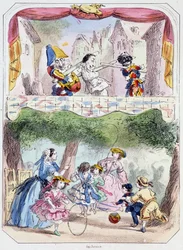 Polichinelle Präzeptor - Lithographie, aus Théâtre des marionnettes du jardin des Tuileries, Text und Zeichnung von Louis Edmond Duranty