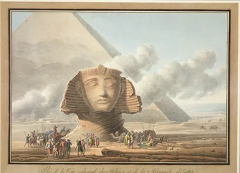 Ansicht des Kopfes der Sphinx und der Chephren-Pyramide, um 1790
