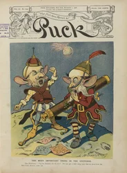 Puck-Cover zur Feier der Wahl von Charles Evans Hughes zum Gouverneur von New York, 1906