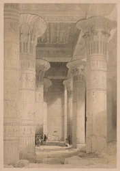 Ägypten und Nubien: Band I - Frontispiz, Ansicht unter dem großen Portikus, Philae, 1838