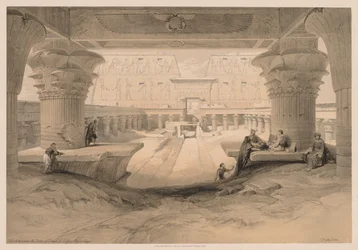 Ägypten und Nubien: Band I - Nr. 32, Blick unter dem Portikus des Tempels von Edfu..., 1838