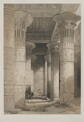 Ägypten und Nubien, Band I: Ansicht unter dem großen Portikus des Tempels, Philae, 1846
